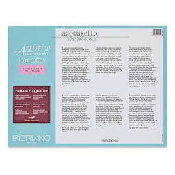 Fabriano Artistico Enhanced Watercolor Block - Traditional White, Hot Press, 12" x 16" (back)
