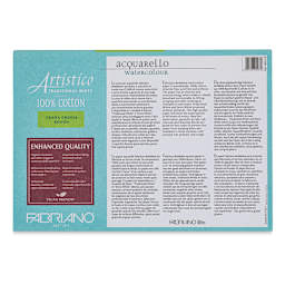 Fabriano Artistico Enhanced Watercolor Block - Traditional White, Rough Press, 5" x 7" (back)