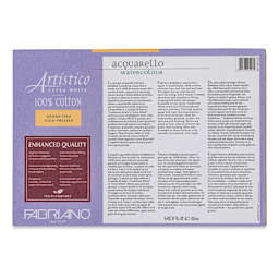 Fabriano Artistico Enhanced Watercolor Block - Extra White, Cold Press, 5" x 7" (back)