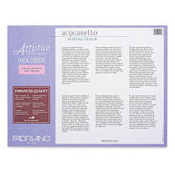 Fabriano Artistico Enhanced Watercolor Block - Extra White, Hot Press, 12" x 16" (back)