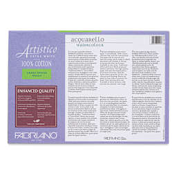 Fabriano Artistico Enhanced Watercolor Block - Extra White, Rough Press, 5" x 7" (back)
