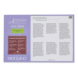 Fabriano Artistico Enhanced Watercolor Block - Extra White, Rough Press, 12" x 18" (back)