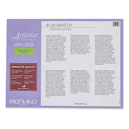 Fabriano Artistico Enhanced Watercolor Block - Extra White, Rough Press, 12" x 16" (back)