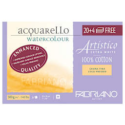 Fabriano Artistico Watercolor Paper, 7 x 10 in, Extra-White, Acid-Free, Cotton, 4 Free Sheets Included