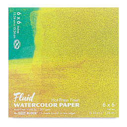 Fluid Easy-Block Watercolor Paper Block - 6" x 6", Hot Press, 15 Sheets