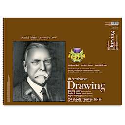 Strathmore 400 Series Drawing Paper Pads - 18" x 24", 24 sheets. Pad front with Horace Moses image.