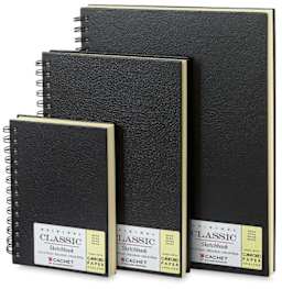 Cachet Classic Ecru Wirebound Sketchbooks - Assorted sizes shown upright
