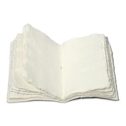 Lamali Codex Soft Cover Handmade Journal - 5-9/10" x 8-3/10", White Cotton, open