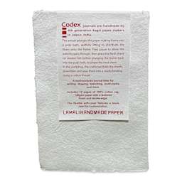 Lamali Codex Soft Cover Handmade Journal - 5-9/10" x 8-3/10", White Cotton, back cover