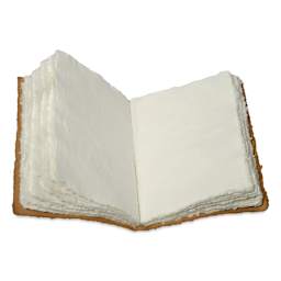 Lamali Codex Soft Cover Handmade Journal - 5-9/10" x 8-3/10", Tea, open