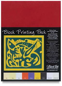 Black Ink Block Printing Pack - 9'' x 12'', Assorted, 45 Sheets
