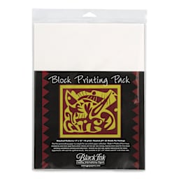 Ink Block Printing Pack - 9" x 12", Bleached Mulberry, 25 Sheets front of packaging
