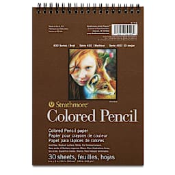 Strathmore 400 Series Colored Pencil Pad - Top view of 6" x 8" pad wirebound at top