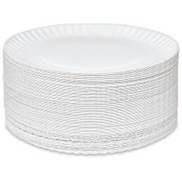 Uncoated Paper Plates - Stack of 250 plates shown
