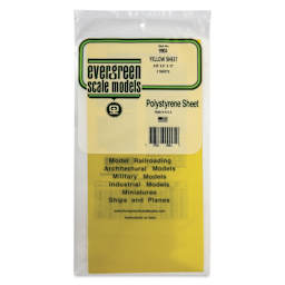 Evergreen Transparent Colored Polystyrene Sheets - Yellow, 6" x 12", 0.010" Thick, Pkg of 2, front of packaging