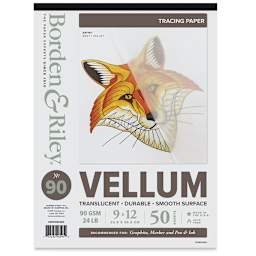 Borden & Riley #90 Vellum Tracing Paper Pad - 9" x 12", front cover