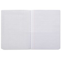 Pacon Dual Ruled Composition Books - Inside spread of White book showing grid and lined pages