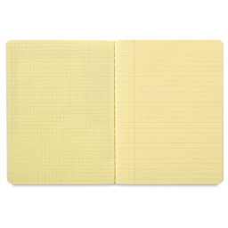 Pacon Dual Ruled Composition Books - Inside spread of Yellow book showing grid and lined pages