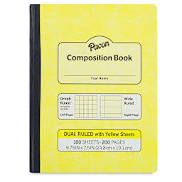 Pacon Dual Ruled Composition Book -  9-3/4" x 7-1/2", Yellow