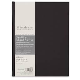 Hardbound Toned  Mixed Media Artist Journal - Front of Gray portrait journal with label