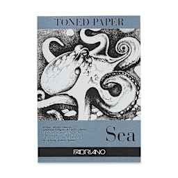 Fabriano Toned Paper Pad - Front of Pad of Sea Toned Paper 