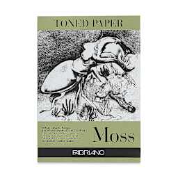 Fabriano Toned Paper Pad - Front of Pad of Moss Toned Paper 