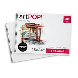 artPOP! Drawing Pads - 18" x 24", Pkg of 2 (one pad has cover flipped back to show paper) 