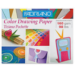 Fabriano Tiziano Paper - Front of Pouchette package of 12 pc Assorted color sheets