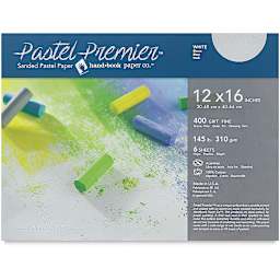 Handbook Journal Co. Pastel Premier Sanded Paper - 12" x 16", White, 400 Grit, Pkg of 6 Sheets