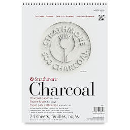 Strathmore 500 Series Charcoal Pad - 9'' x 12'', White, 24 Sheets