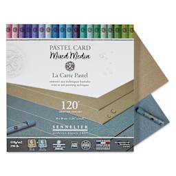 Sennelier La Carte Pastel Card Mixed Media Pad - Shades of Grey, 12" x 12", single sheets shown