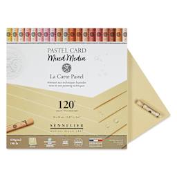 Sennelier La Carte Pastel Card Mixed Media Pad - Naples Yellow, 12" x 12", single sheet shown