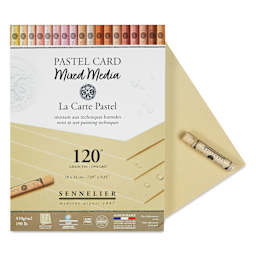 Sennelier La Carte Pastel Card Mixed Media Pad - Naples Yellow, 7" x 9-1/2", single sheet shown