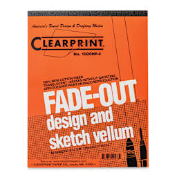 Clearprint Drafting and Design Fade-Out Vellum - 8 1/2" x 11", 4 x 4 Grid, 50 Sheets