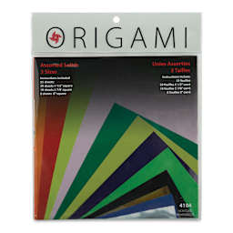 Yasutomo Origami Colored Paper Assortment - Assorted Sizes, Medium, Pkg of 55 Sheets (front of package)