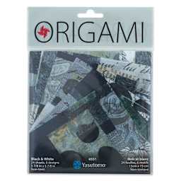 Yasutomo Karen Elaine Origami Paper Collage Pack - Black & White, Pkg of 24, front of packaging