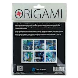 Yasutomo Karen Elaine Origami Paper Collage Pack - All Blue, Pkg of 24, back of packaging