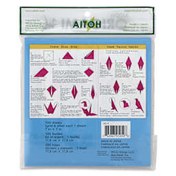 Aitoh Basic Origami Pack - 7" x 7", Pkg of 100 Sheets, back of packaging