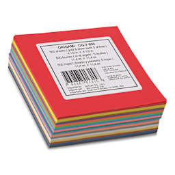 Aitoh Basic Origami Pack - 4-1/2" x 4-1/2", Pkg of 500 Sheets front of packaging, angled view