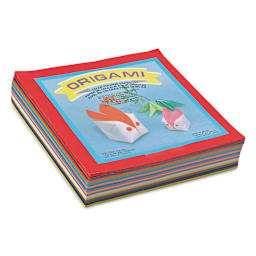 Aitoh Basic Origami Pack - 7" x 7", Pkg of 500 Sheets front of packaging, angled view