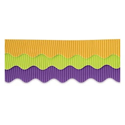 Pacon Bordette Scalloped Borders - Purple, Green and Gold borders overlapped
