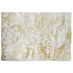Marbled Momi Decorative Paper - Full sheet example of White and Gold Paper