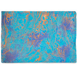 Marbled Momi Decorative Paper - Full sheet example of Turquoise, Purple, and Copper Paper