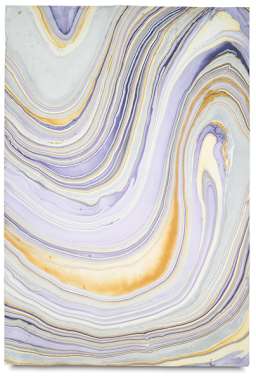 Black Ink Thai Marbled Mulberry Paper - 24" x 36", Purple/Yellow/Lilac