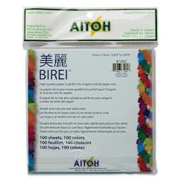 Aitoh Birei Solid Core Origami Paper - 5-7/8" x 5-7/8", Assorted, Pkg of 100, back of package