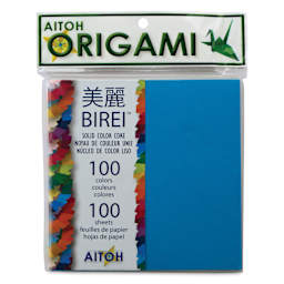 Aitoh Birei Solid Core Origami Paper - 5-7/8" x 5-7/8", Assorted, Pkg of 100, front of package