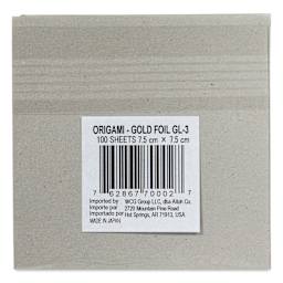 Aitoh Oragami Foil - Gold, 3" x 3", 100 Sheets, back of packaging