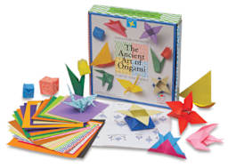 The Ancient Art Of Origami Kit - Components of Kit with some folded examples shown with package
