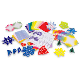 Unfold the Secrets of Kirigami - Components of kit shown with some finished projects
