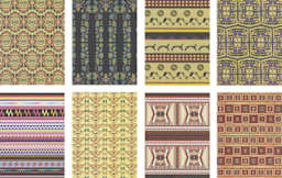 Roylco Decorative Papers - 8 Native American Textile patterns shown